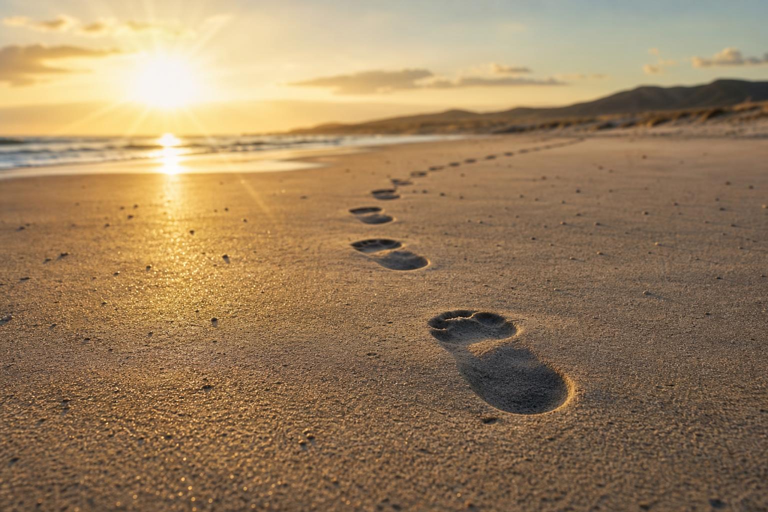A peaceful path through sunlit dunes, symbolising the courage to rise and move forward